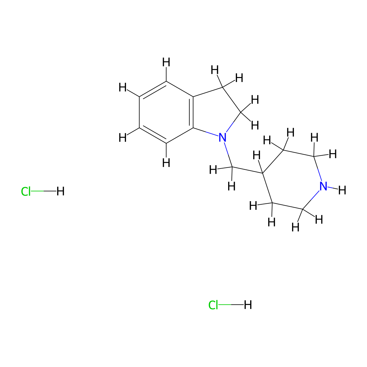1-(4-Piperidinylmethyl)indoline dihydrochloride molecular structure, CAS 1220038-08-3