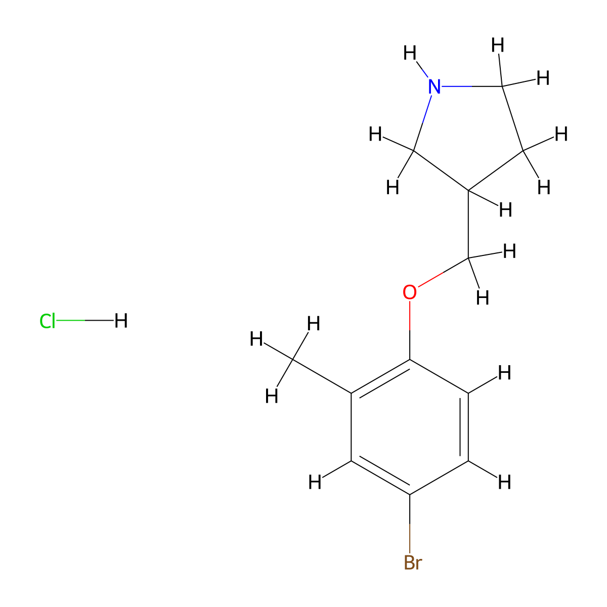 3-[(4-Bromo-2-methylphenoxy)methyl]pyrrolidine hydrochloride molecular structure, CAS 1220038-09-4
