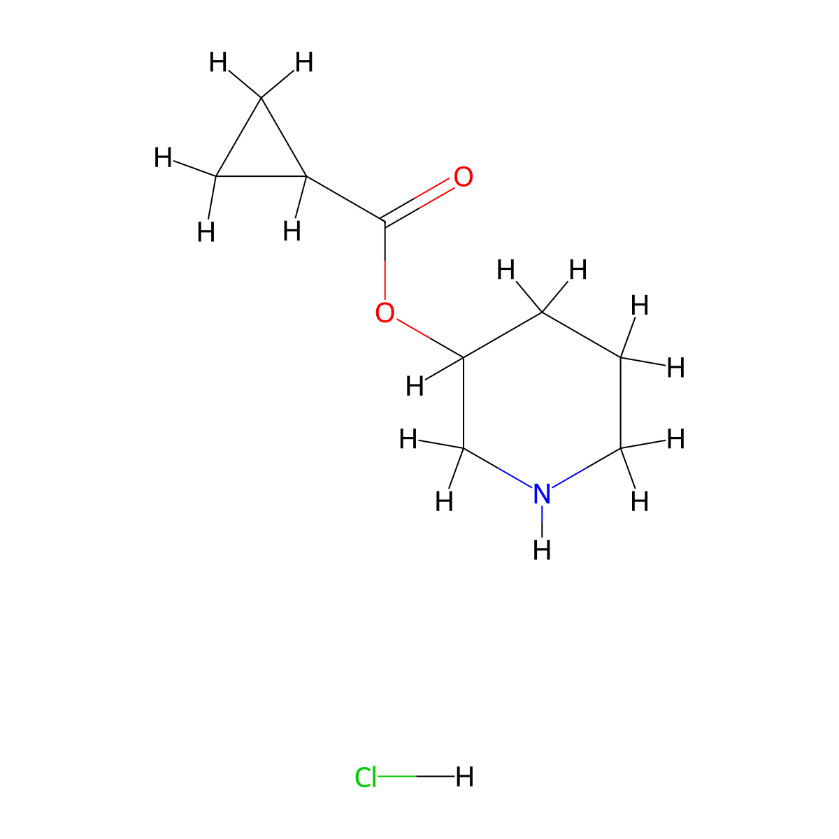 3-Piperidinyl cyclopropanecarboxylate hydrochloride molecular structure, CAS 1220038-10-7