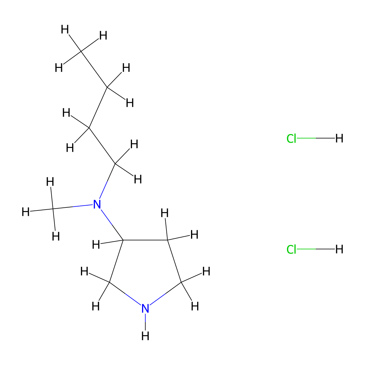 N-Butyl-N-methyl-3-pyrrolidinamine dihydrochloride molecular structure, CAS 1220038-21-0