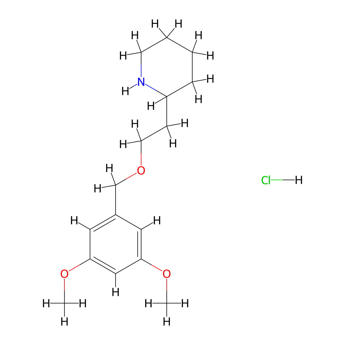 2-{2-[(3,5-Dimethoxybenzyl)oxy]ethyl}piperidine hydrochloride molecular structure, CAS 1220038-22-1