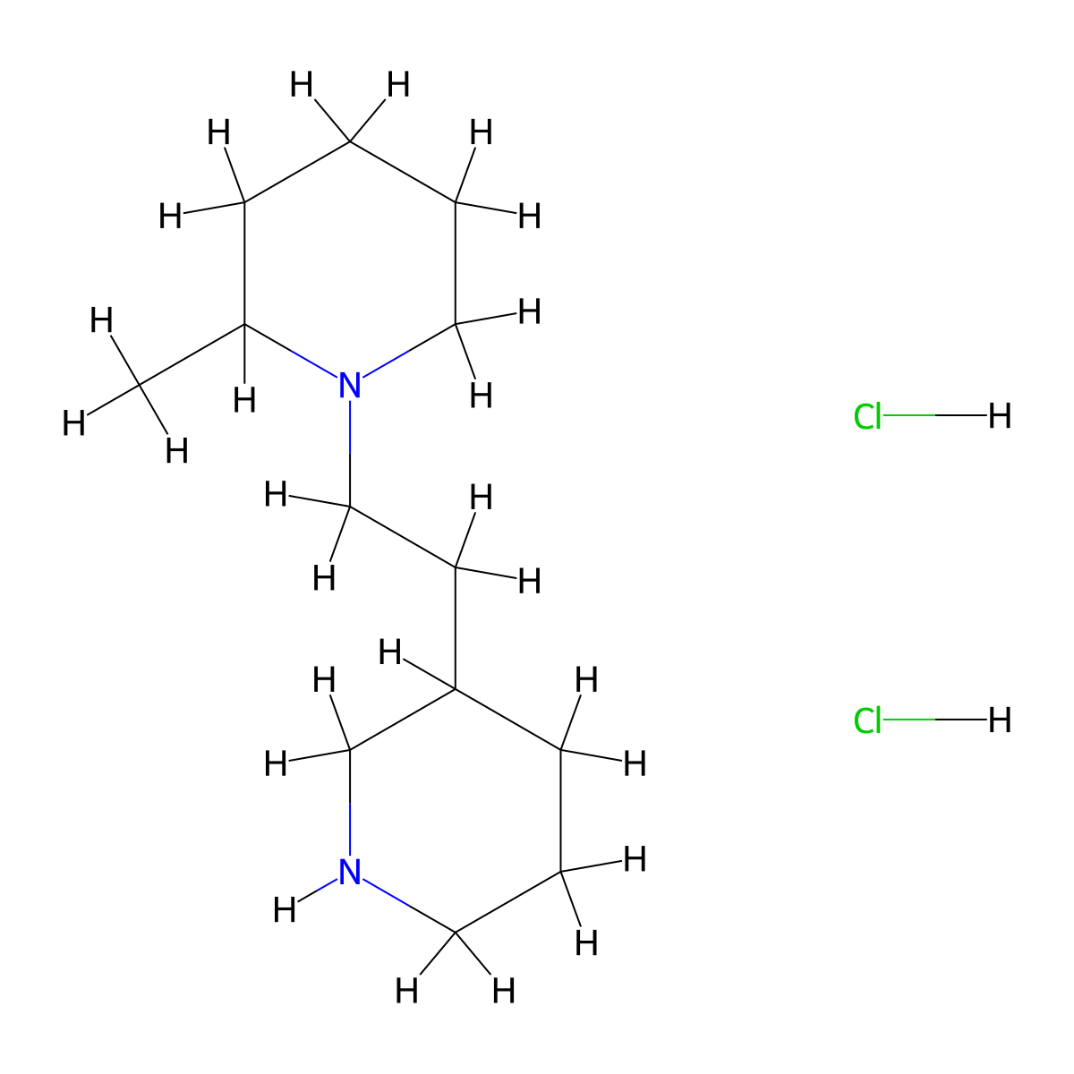 2-Methyl-1-[2-(3-piperidinyl)ethyl]piperidine dihydrochloride molecular structure, CAS 1220038-25-4