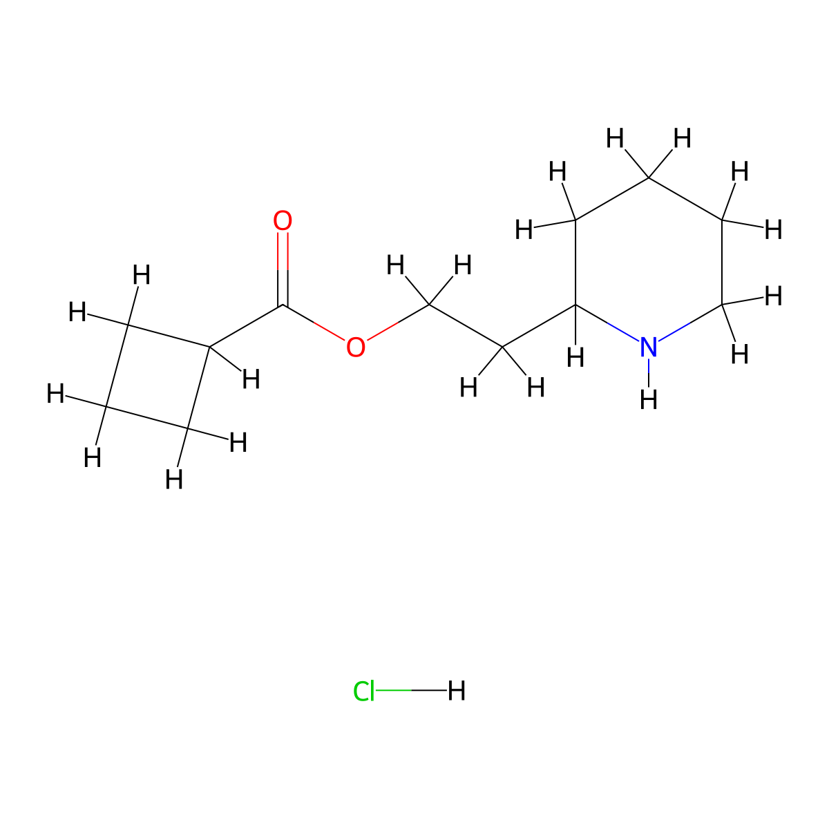 2-(2-Piperidinyl)ethyl cyclobutanecarboxylate hydrochloride molecular structure, CAS 1220038-28-7
