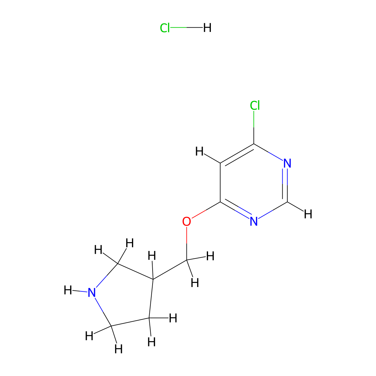 4-Chloro-6-(pyrrolidin-3-ylmethoxy)pyrimidine hydrochloride molecular structure, CAS 1220038-29-8
