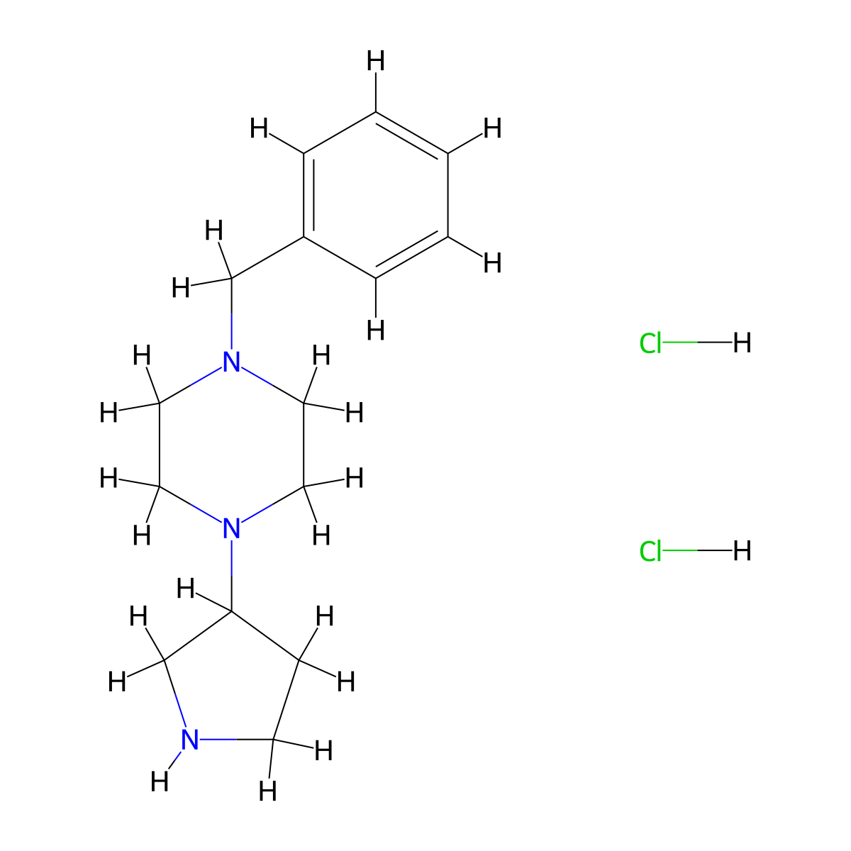 1-Benzyl-4-(3-pyrrolidinyl)piperazine dihydrochloride molecular structure, CAS 1220038-32-3