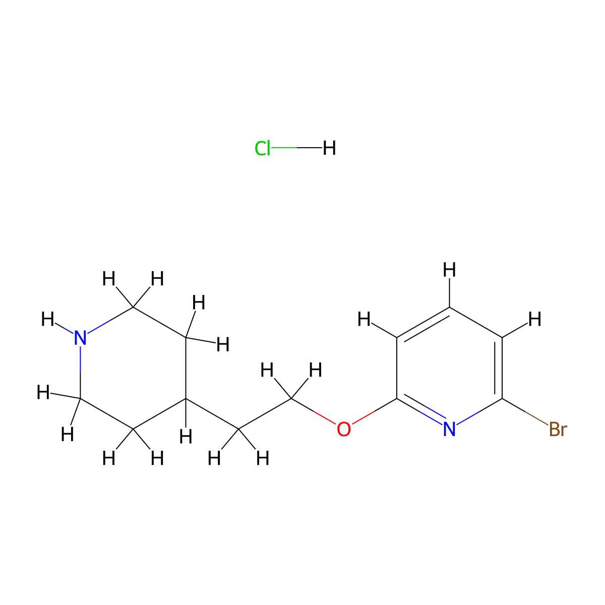 2-Bromo-6-[2-(4-piperidinyl)ethoxy]pyridine hydrochloride molecular structure, CAS 1220038-33-4