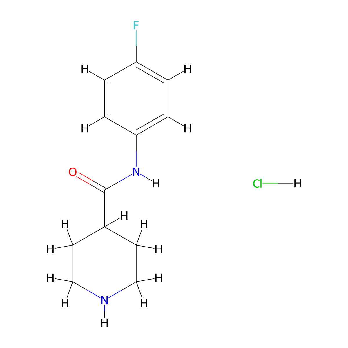 N-(4-fluorophenyl)piperidine-4-carboxamide hydrochloride molecular structure, CAS 1220038-42-5