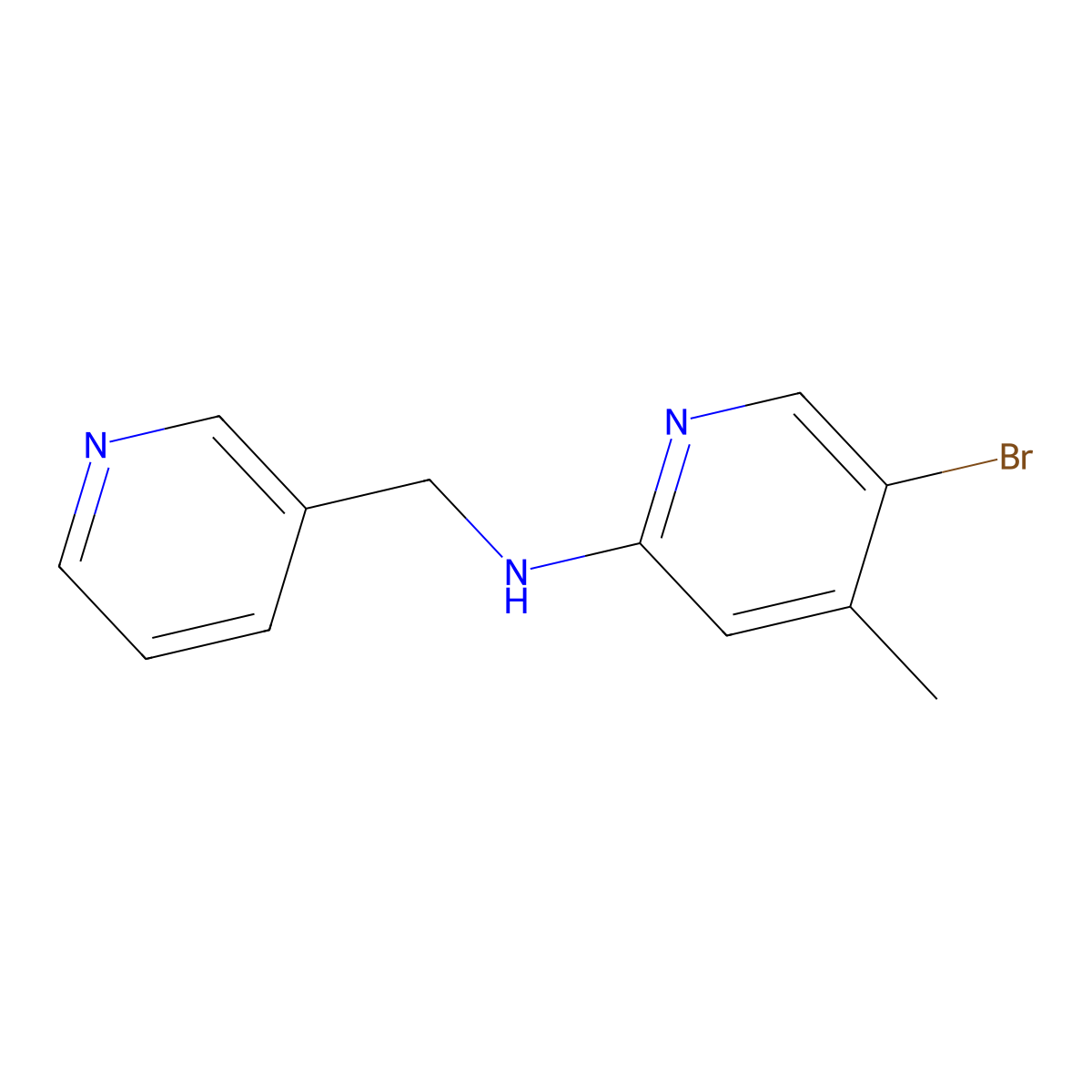 5-bromo-4-methyl-N-(pyridin-3-ylmethyl)pyridin-2-amine molecular structure, CAS 1220038-49-2