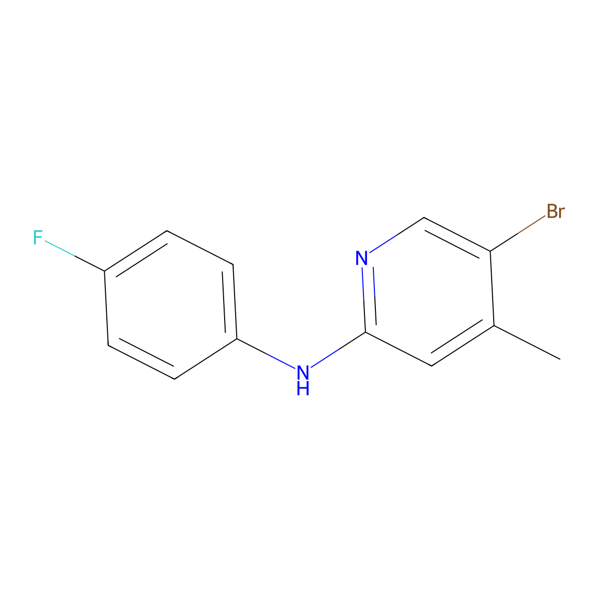 5-bromo-N-(4-fluorophenyl)-4-methylpyridin-2-amine molecular structure, CAS 1220038-58-3