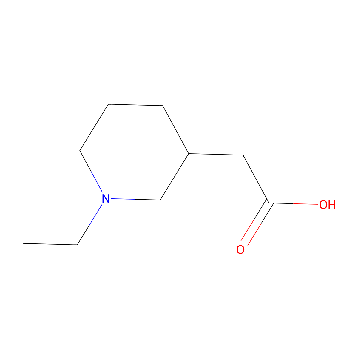 2-(1-Ethylpiperidin-3-yl)acetic acid molecular structure, CAS 1220038-66-3