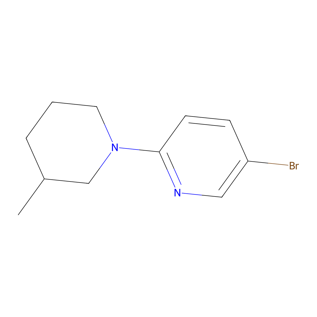 5-Bromo-2-(3-methylpiperidin-1-yl)pyridine molecular structure, CAS 1220038-72-1