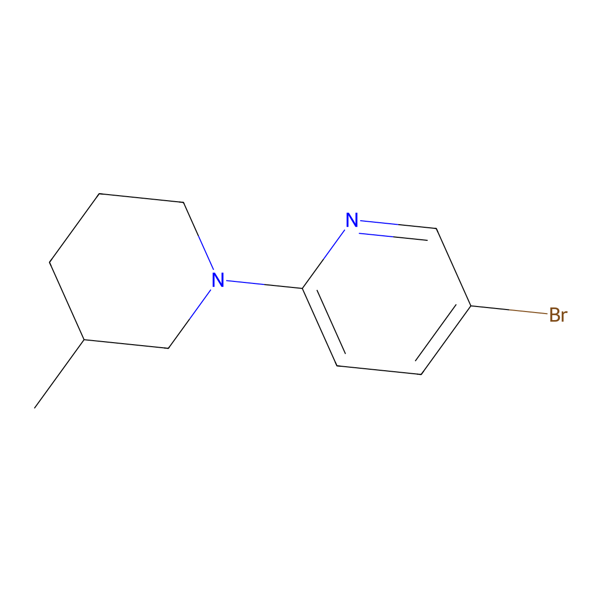 5-Bromo-2-(3-methylpiperidin-1-yl)pyridine molecular structure, CAS 1220038-72-1