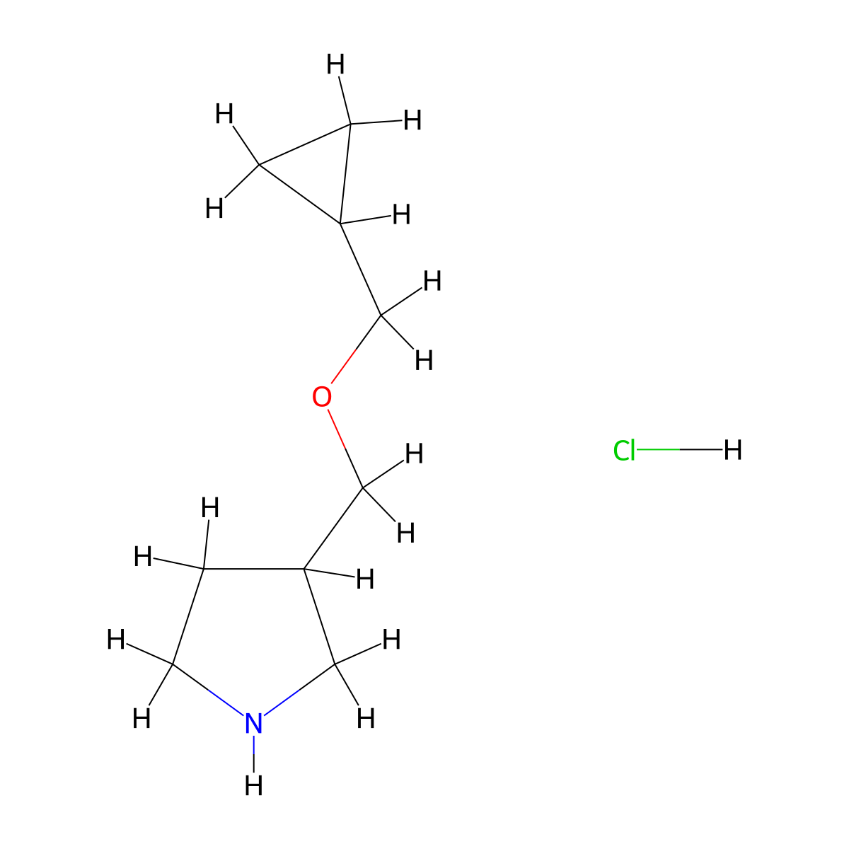 3-[(Cyclopropylmethoxy)methyl]pyrrolidine hydrochloride molecular structure, CAS 1220038-74-3