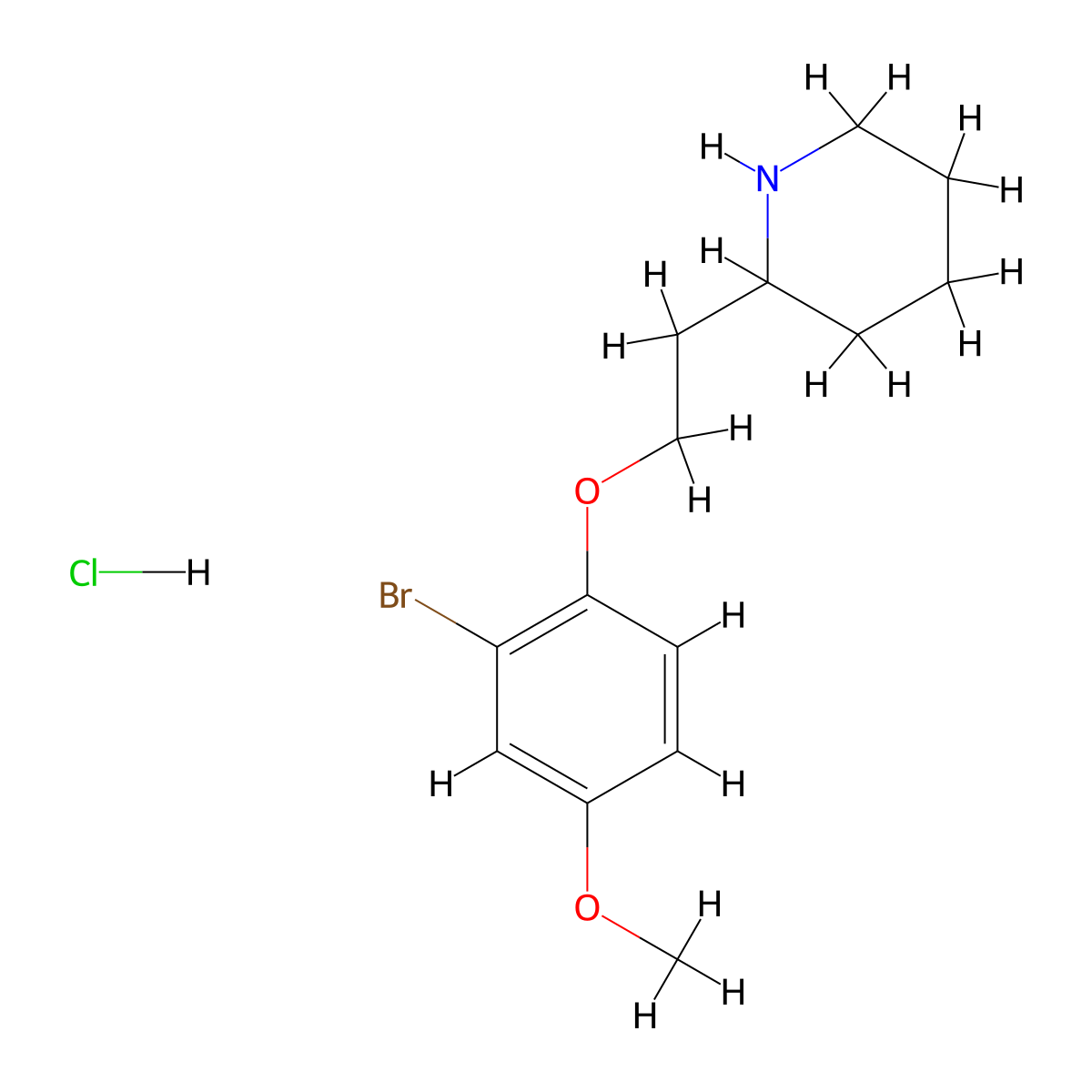 2-[2-(2-Bromo-4-methoxyphenoxy)ethyl]piperidine hydrochloride molecular structure, CAS 1220038-86-7