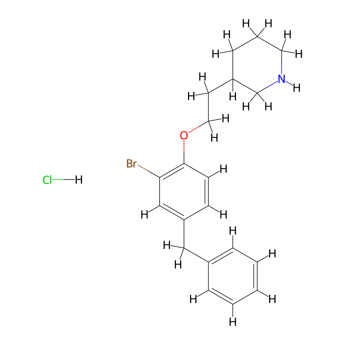 3-[2-(4-Benzyl-2-bromophenoxy)ethyl]piperidine hydrochloride molecular structure, CAS 1220038-89-0