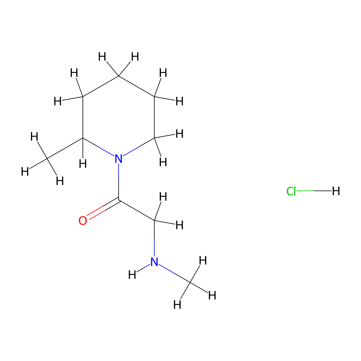 2-(Methylamino)-1-(2-methyl-1-piperidinyl)-1-ethanone hydrochloride molecular structure, CAS 1220038-90-3