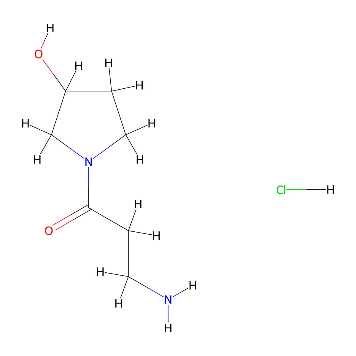 3-Amino-1-(3-hydroxy-1-pyrrolidinyl)-1-propanone hydrochloride molecular structure, CAS 1220038-97-0