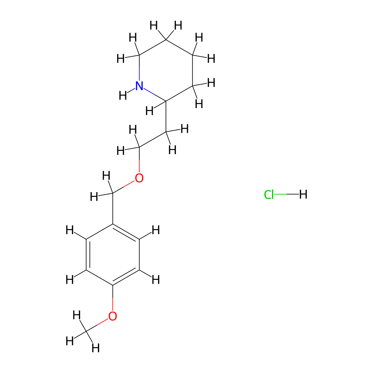 2-{2-[(4-Methoxybenzyl)oxy]ethyl}piperidine hydrochloride molecular structure, CAS 1220038-98-1