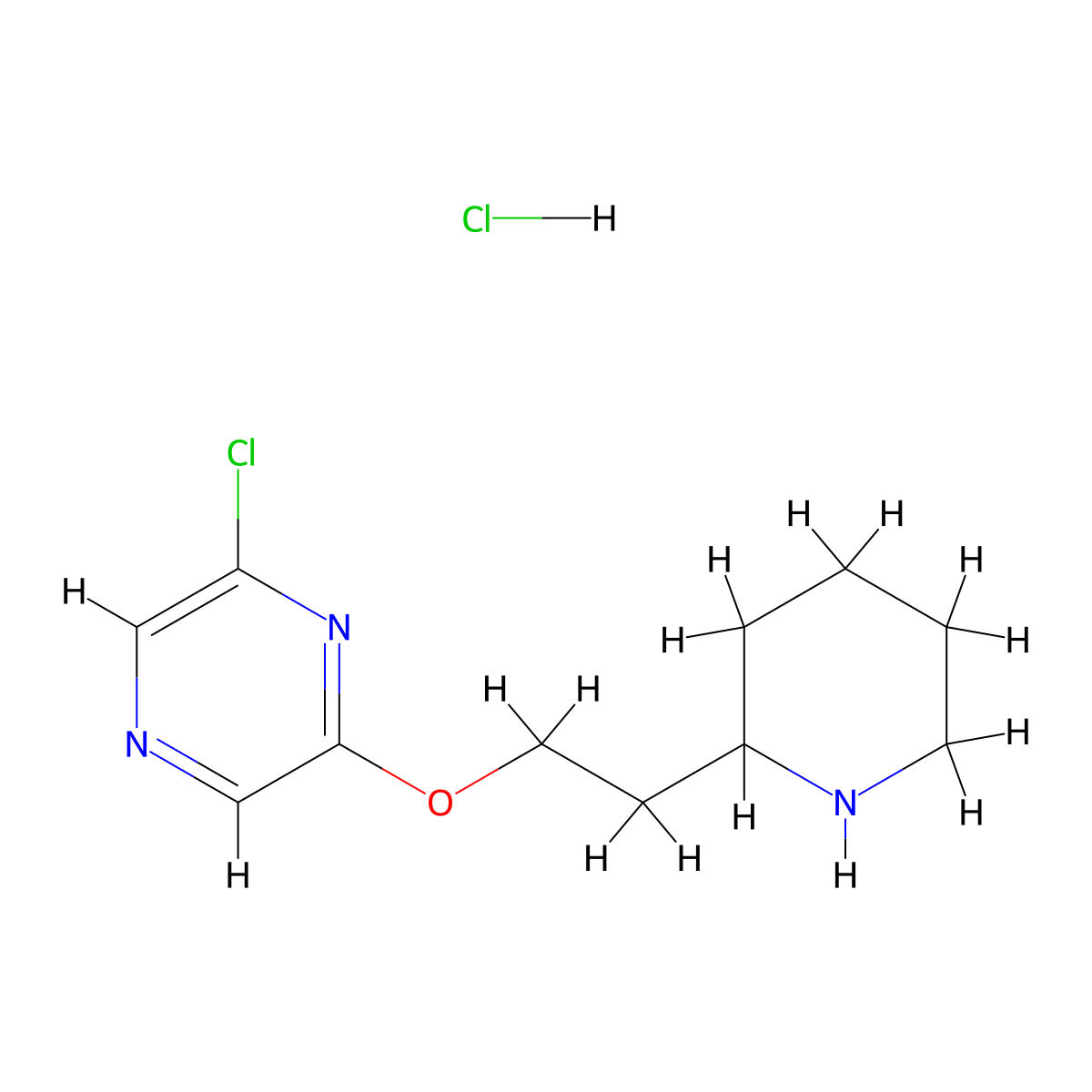 6-Chloro-2-pyrazinyl 2-(2-piperidinyl)ethyl ether hydrochloride molecular structure, CAS 1220039-00-8