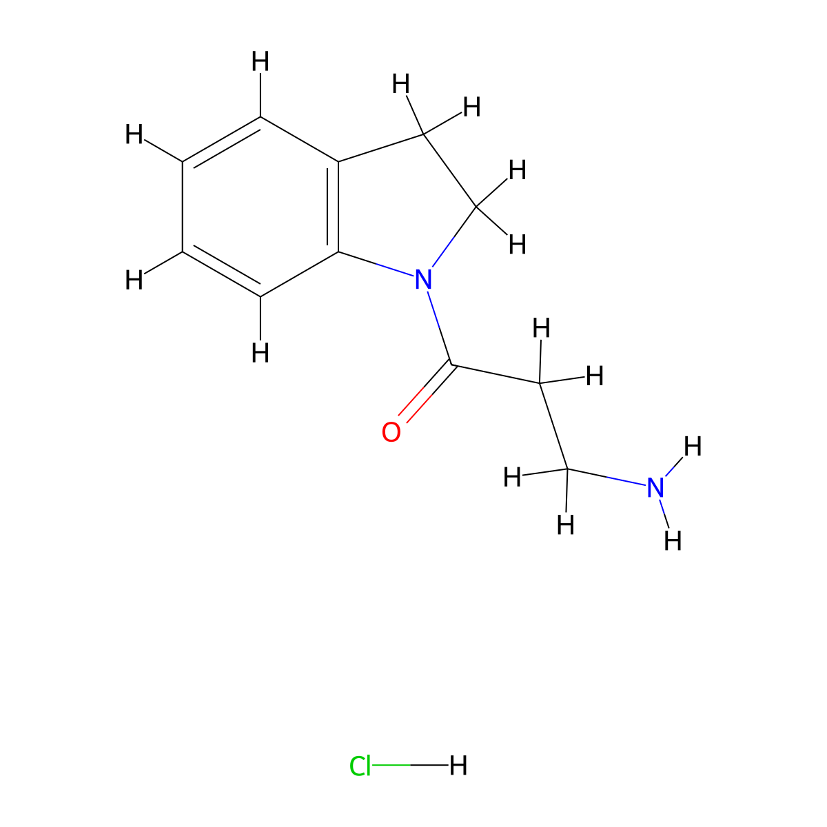 3-Amino-1-(2,3-dihydro-1H-indol-1-yl)-1-propanone hydrochloride molecular structure, CAS 1220039-03-1