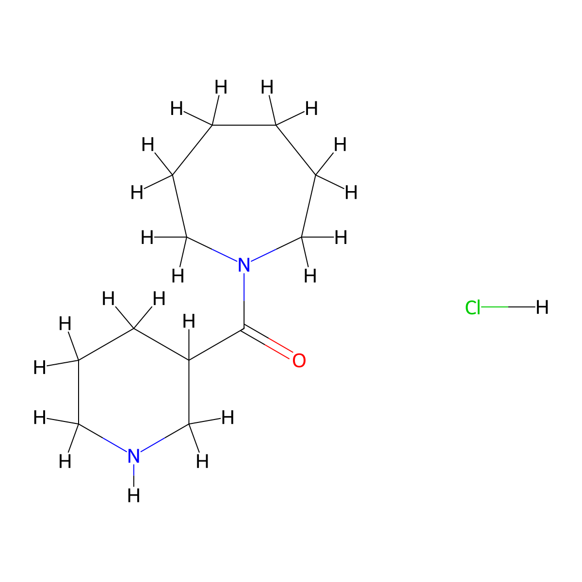1-Azepanyl(3-piperidinyl)methanone hydrochloride molecular structure, CAS 1220039-05-3