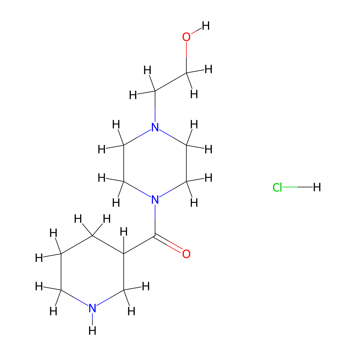 [4-(2-Hydroxyethyl)-1-piperazinyl](3-piperidinyl)-methanone hydrochloride molecular structure, CAS 1220039-07-5