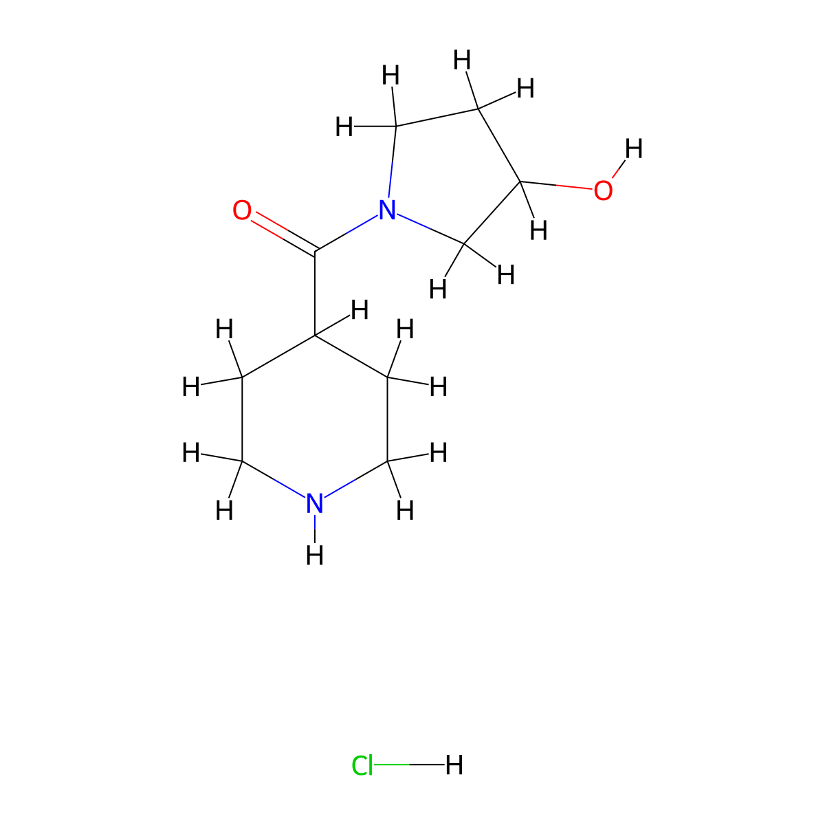 (3-Hydroxy-1-pyrrolidinyl)(4-piperidinyl)-methanone hydrochloride molecular structure, CAS 1220039-08-6