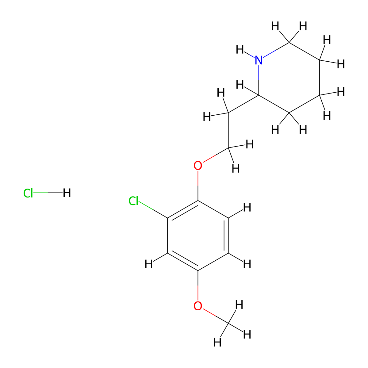 2-[2-(2-Chloro-4-methoxyphenoxy)ethyl]piperidine hydrochloride molecular structure, CAS 1220039-14-4