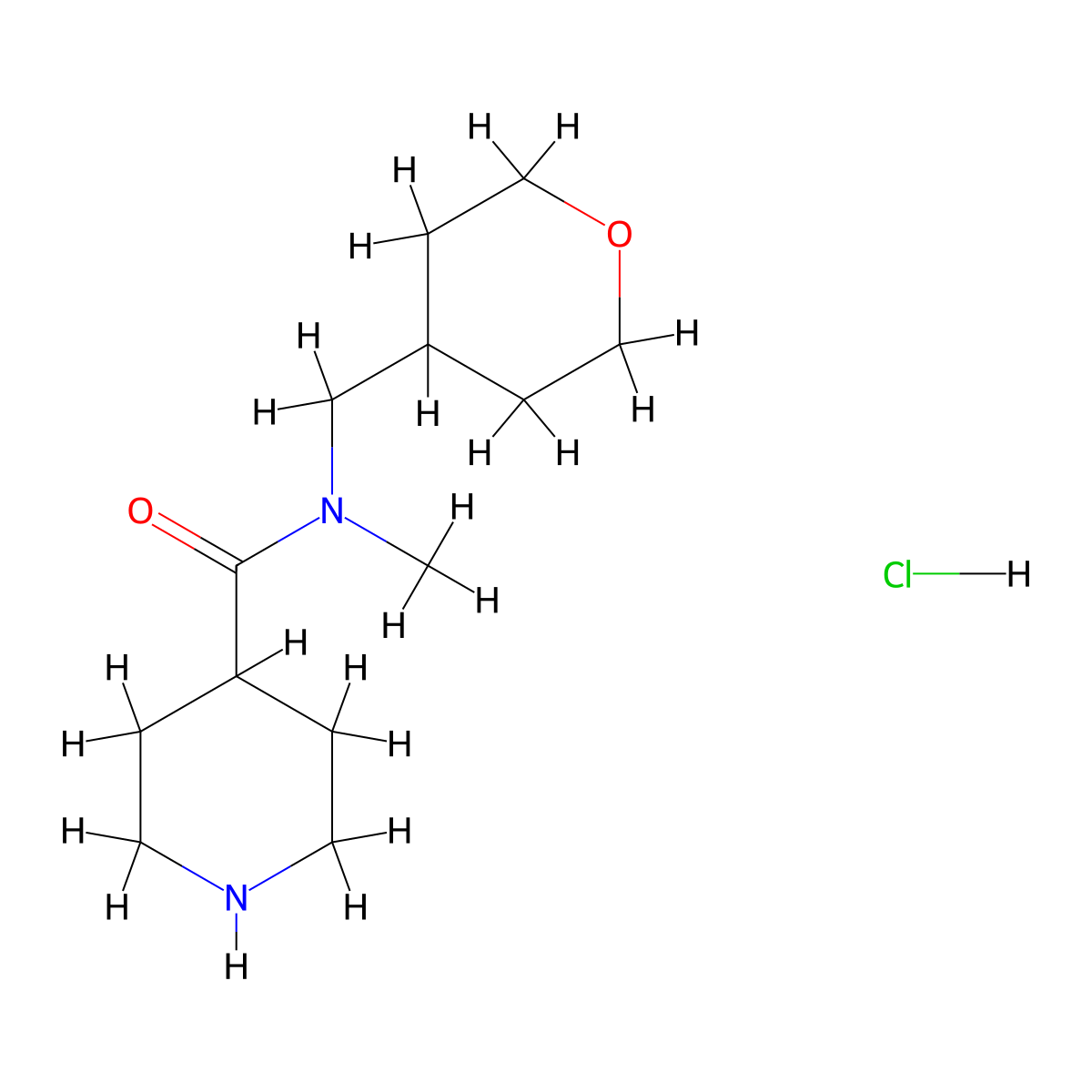 N-Methyl-N-(tetrahydro-2H-pyran-4-ylmethyl)-4-piperidinecarboxamide hydrochloride molecular structure, CAS 1220039-17-7