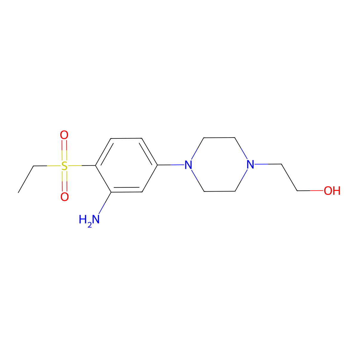2-{4-[3-Amino-4-(ethylsulfonyl)phenyl]-1-piperazinyl}-1-ethanol molecular structure, CAS 1220039-23-5