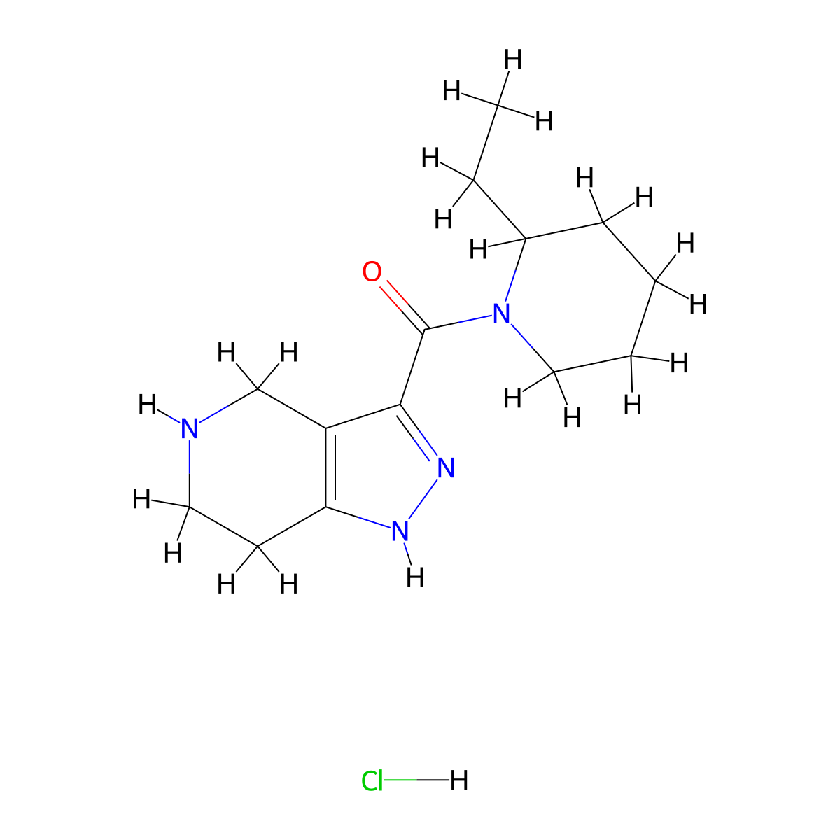 (2-Ethyl-1-piperidinyl)(4,5,6,7-tetrahydro-1H-pyrazolo[4,3-c]pyridin-3-yl)methanone hydrochloride molecular structure, CAS 1220039-28-0