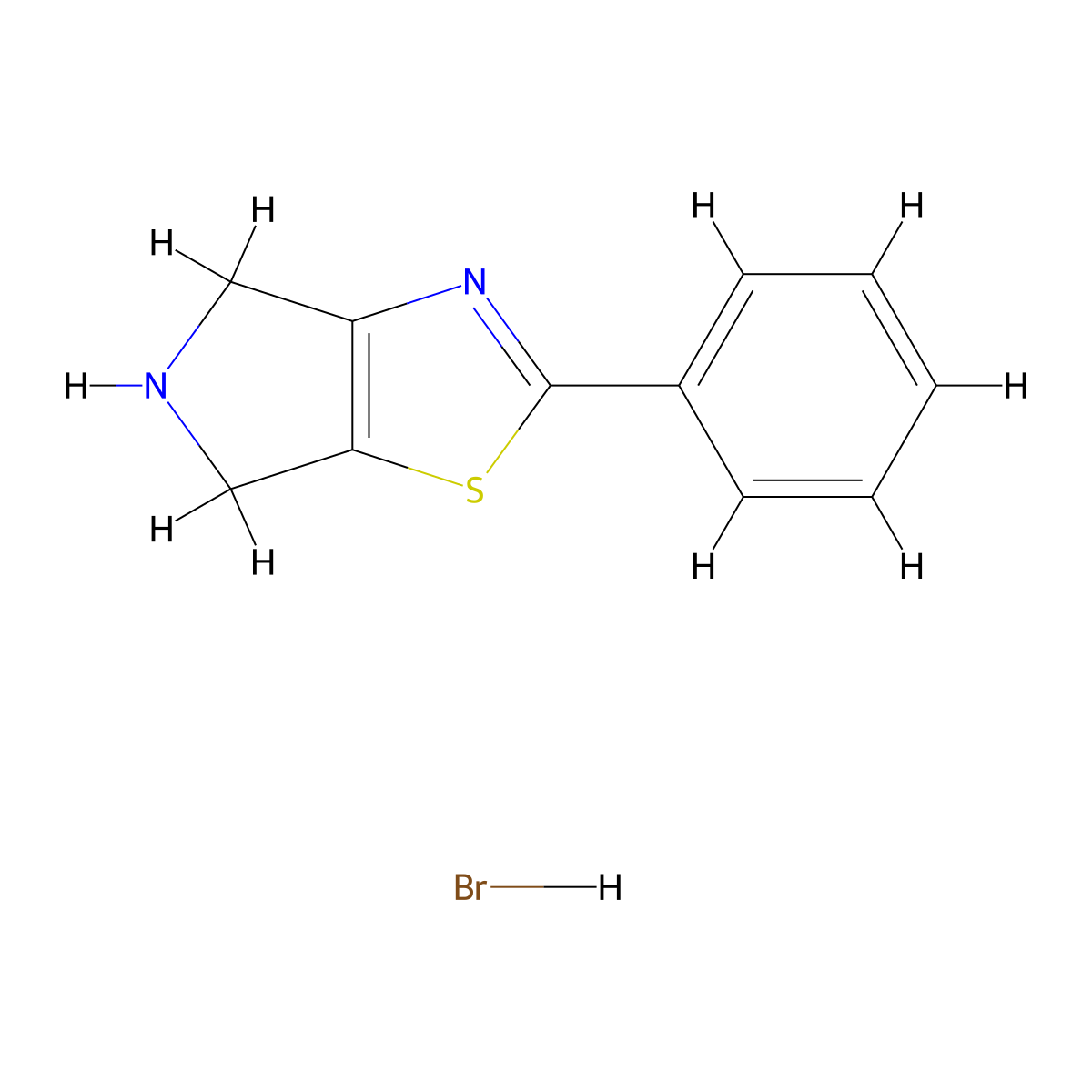 2-Phenyl-5,6-dihydro-4H-pyrrolo[3,4-d]thiazole hydrobromide molecular structure, CAS 1220039-44-0
