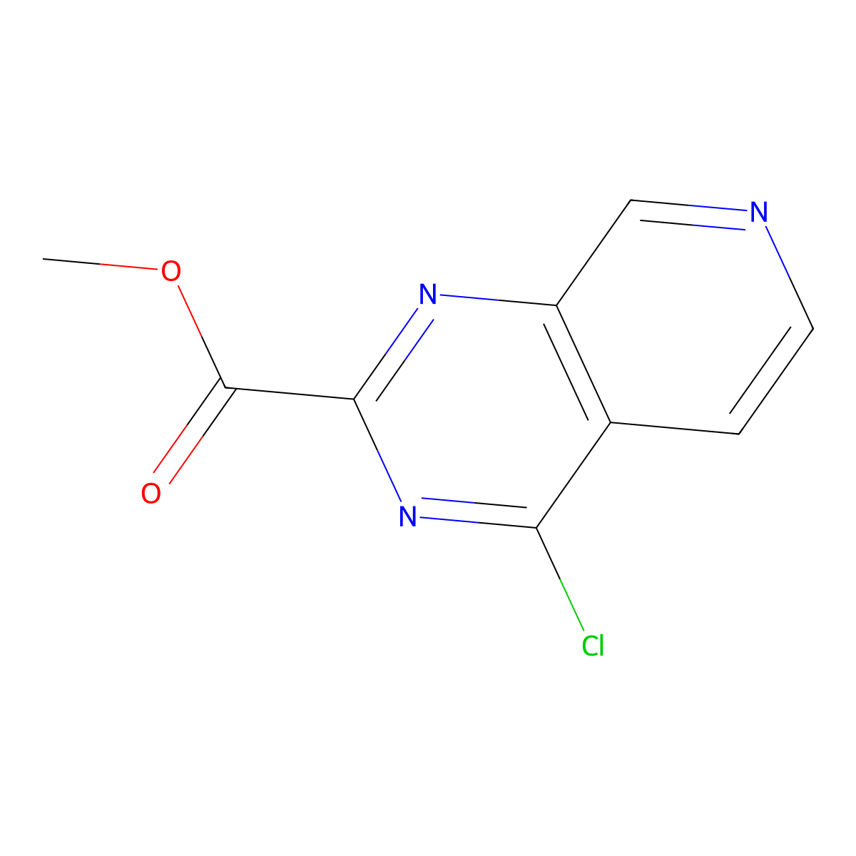 Methyl 4-chloropyrido[3,4-d]pyrimidine-2-carboxylate molecular structure, CAS 1220039-65-5