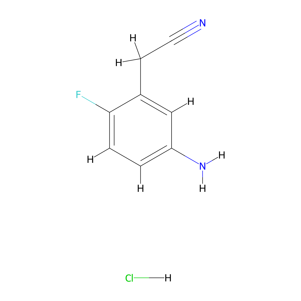 (5-Amino-2-fluoro-phenyl)-acetonitrile hydrochloride molecular structure, CAS 1220039-71-3