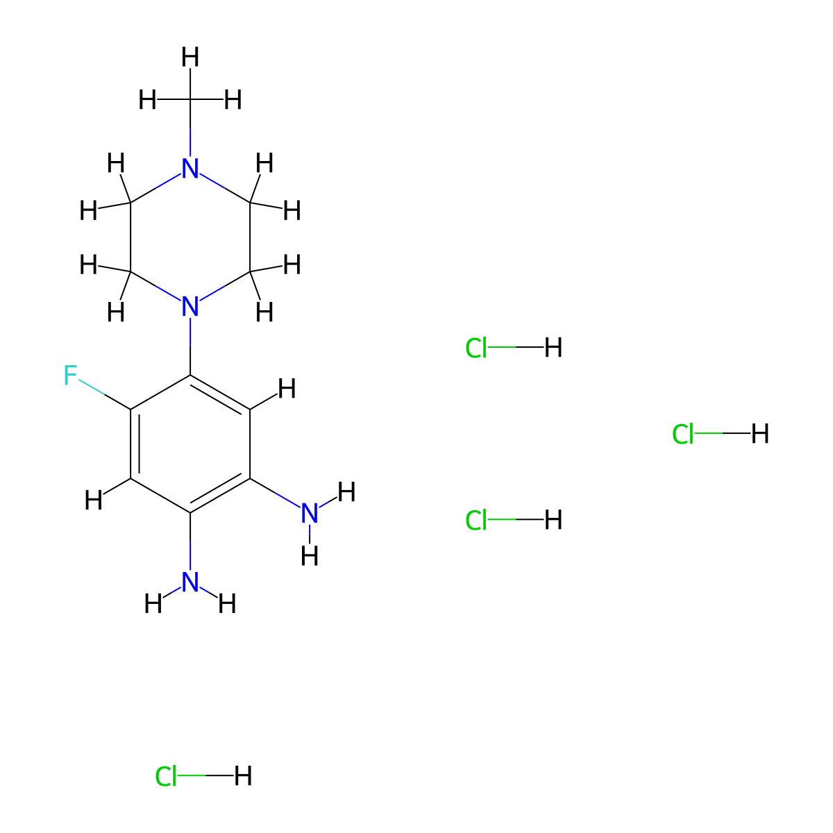 4-Fluoro-5-(4-methyl-piperazin-1-YL)-benzene-1,2-diamine tetrahydrochloride molecular structure, CAS 1220039-97-3