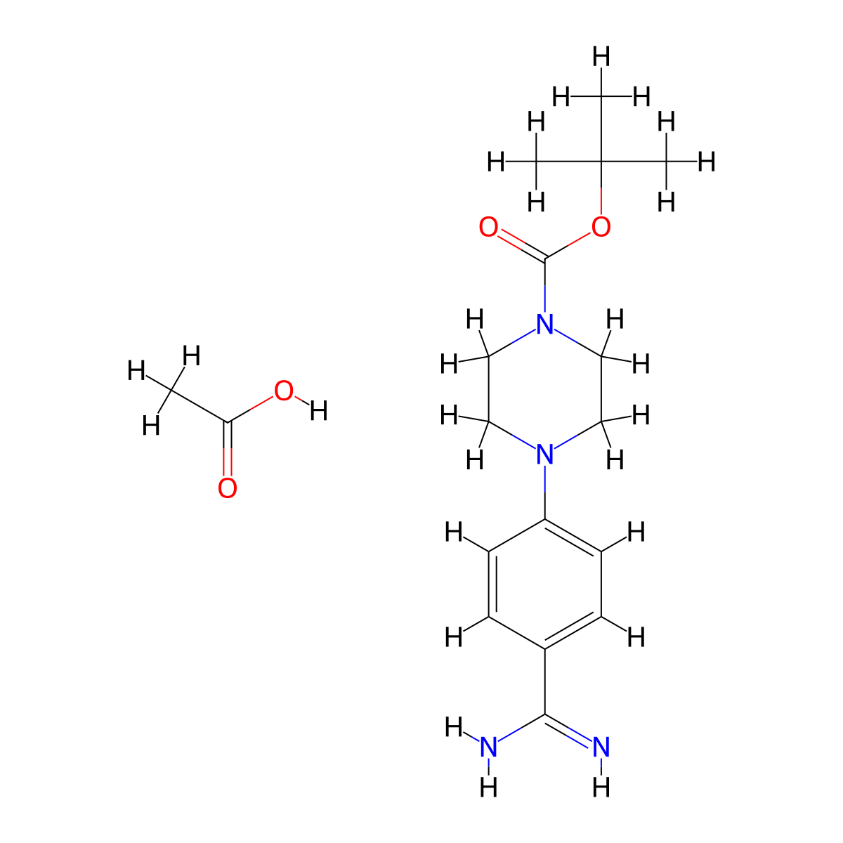 1-Boc-4-(4-carbamimidoyl-phenyl)-piperazine acetate molecular structure, CAS 1220040-03-8