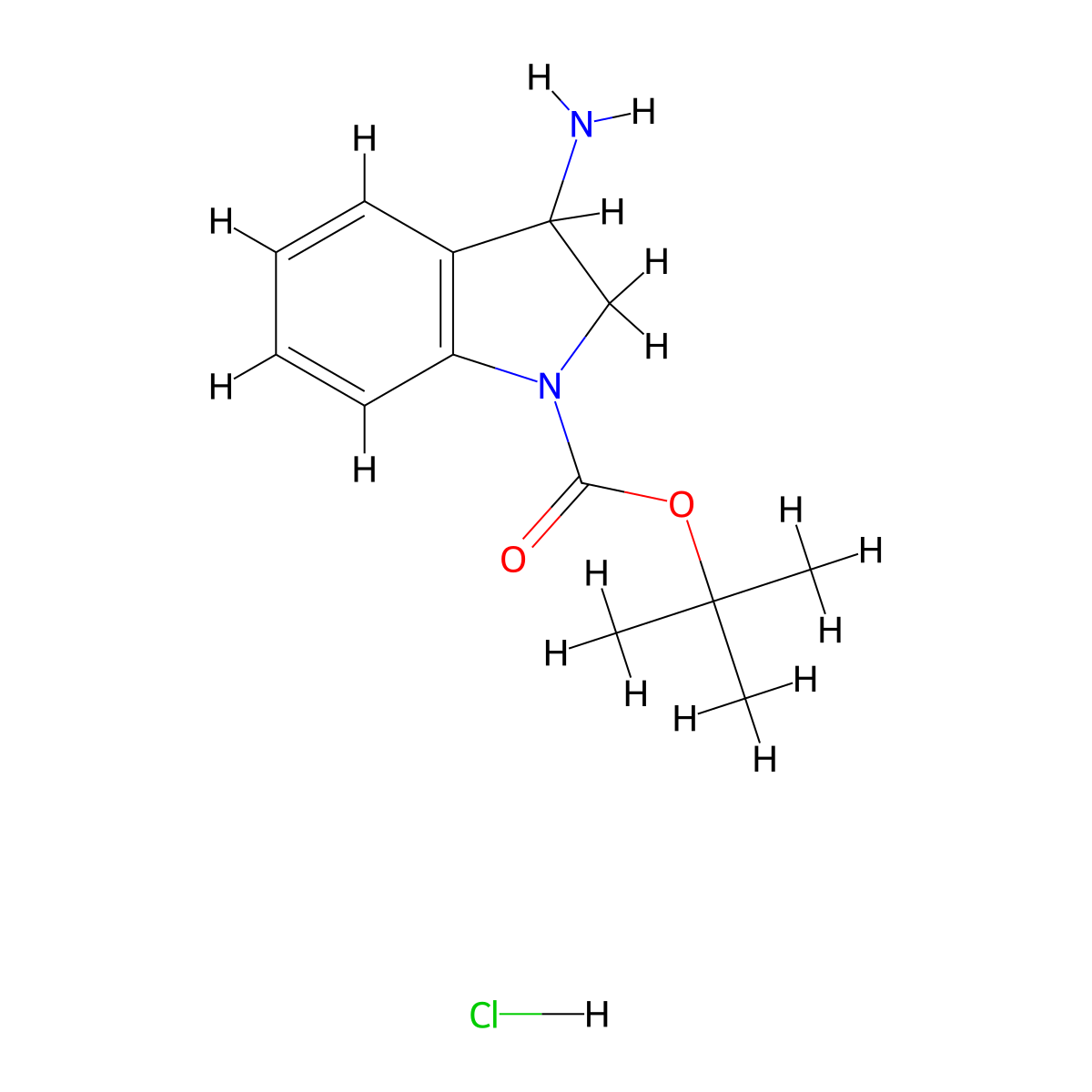 tert-Butyl 3-aminoindoline-1-carboxylate hydrochloride molecular structure, CAS 1220040-14-1