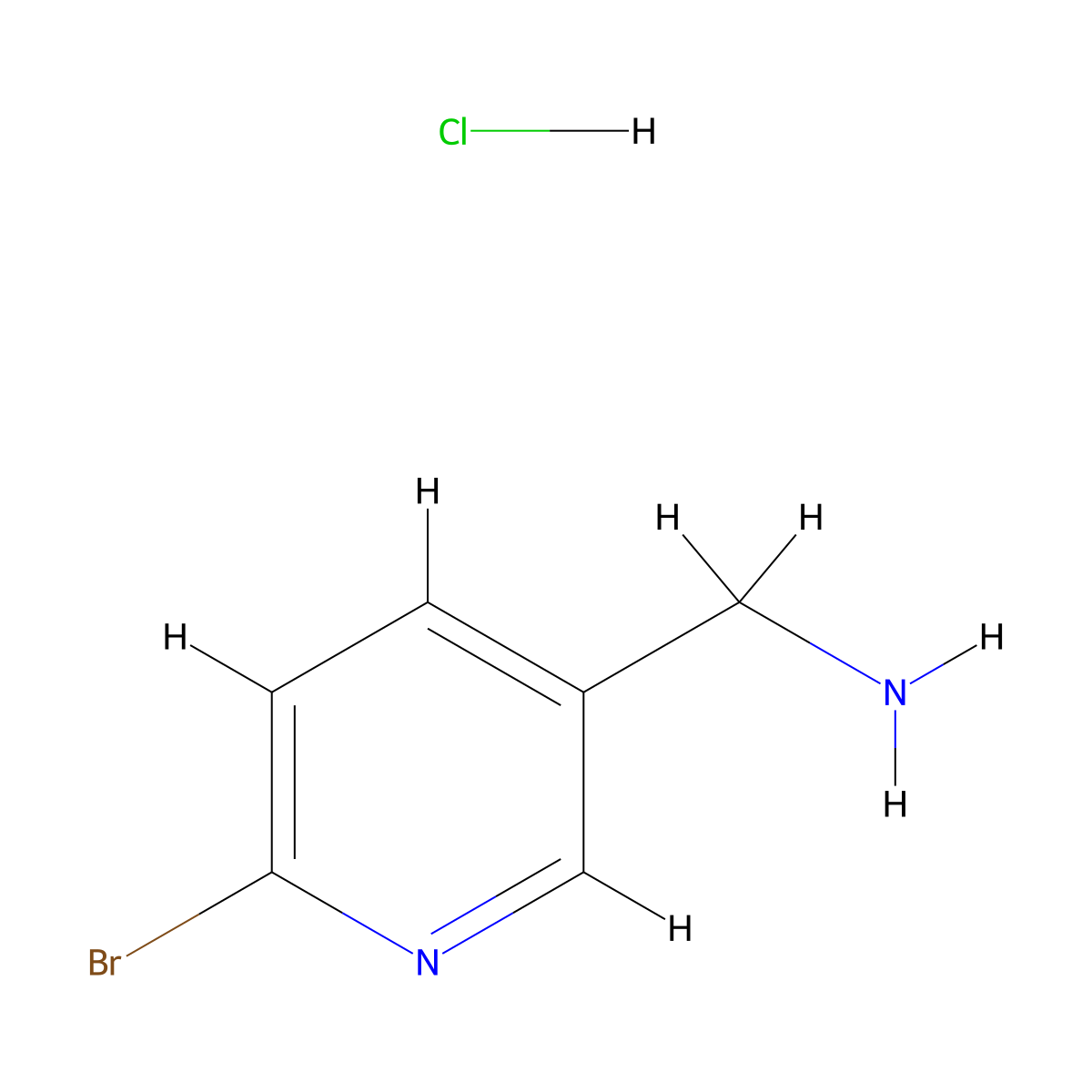 (6-Bromopyridin-3-YL)methanamine hydrochloride molecular structure, CAS 1220040-20-9