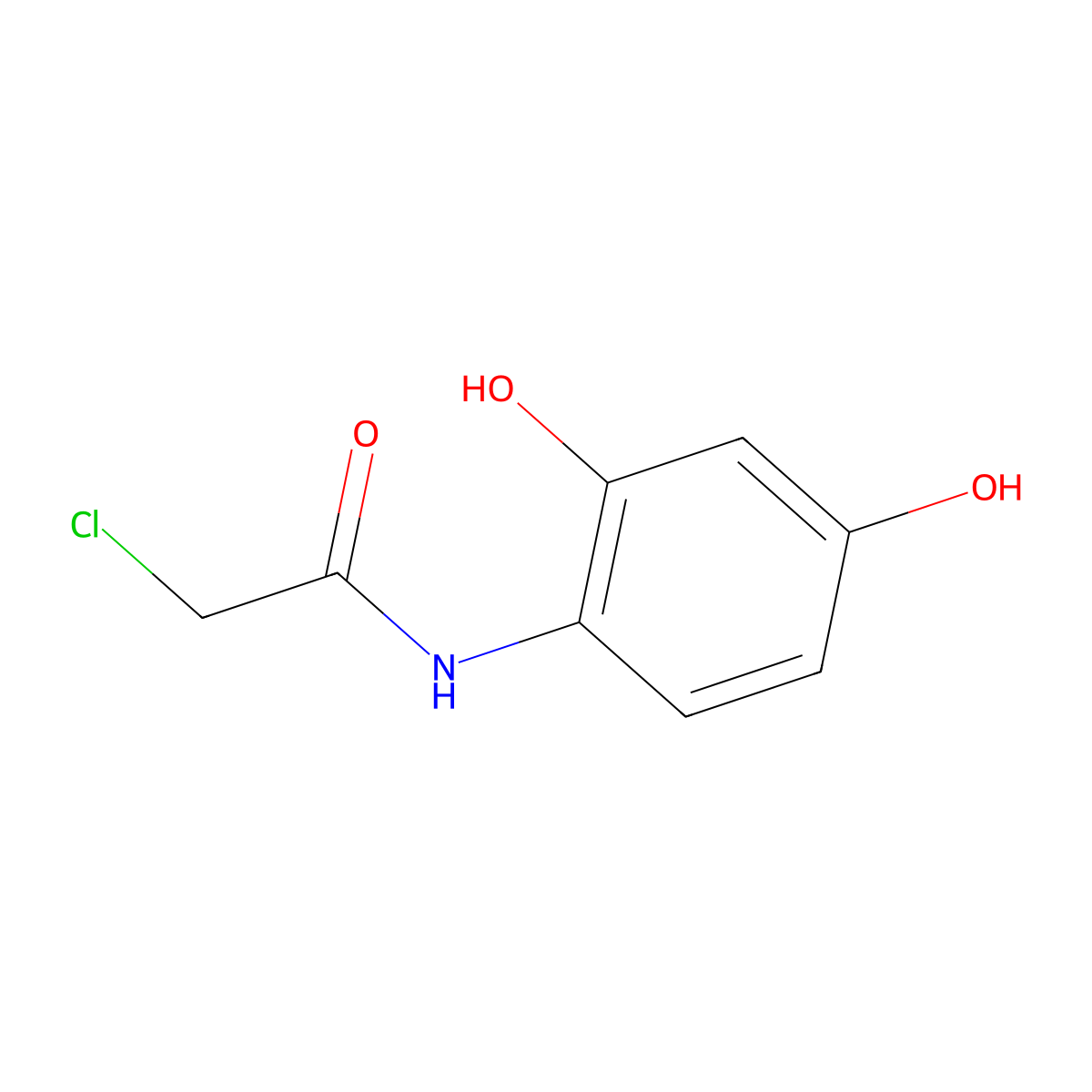2-chloro-N-(2,4-dihydroxyphenyl)acetamide molecular structure, CAS 122005-15-6
