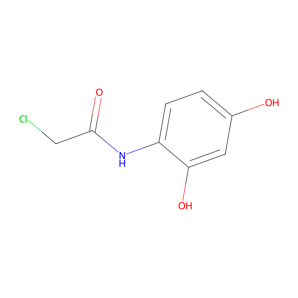 2-chloro-N-(2,4-dihydroxyphenyl)acetamide molecular structure, CAS 122005-15-6