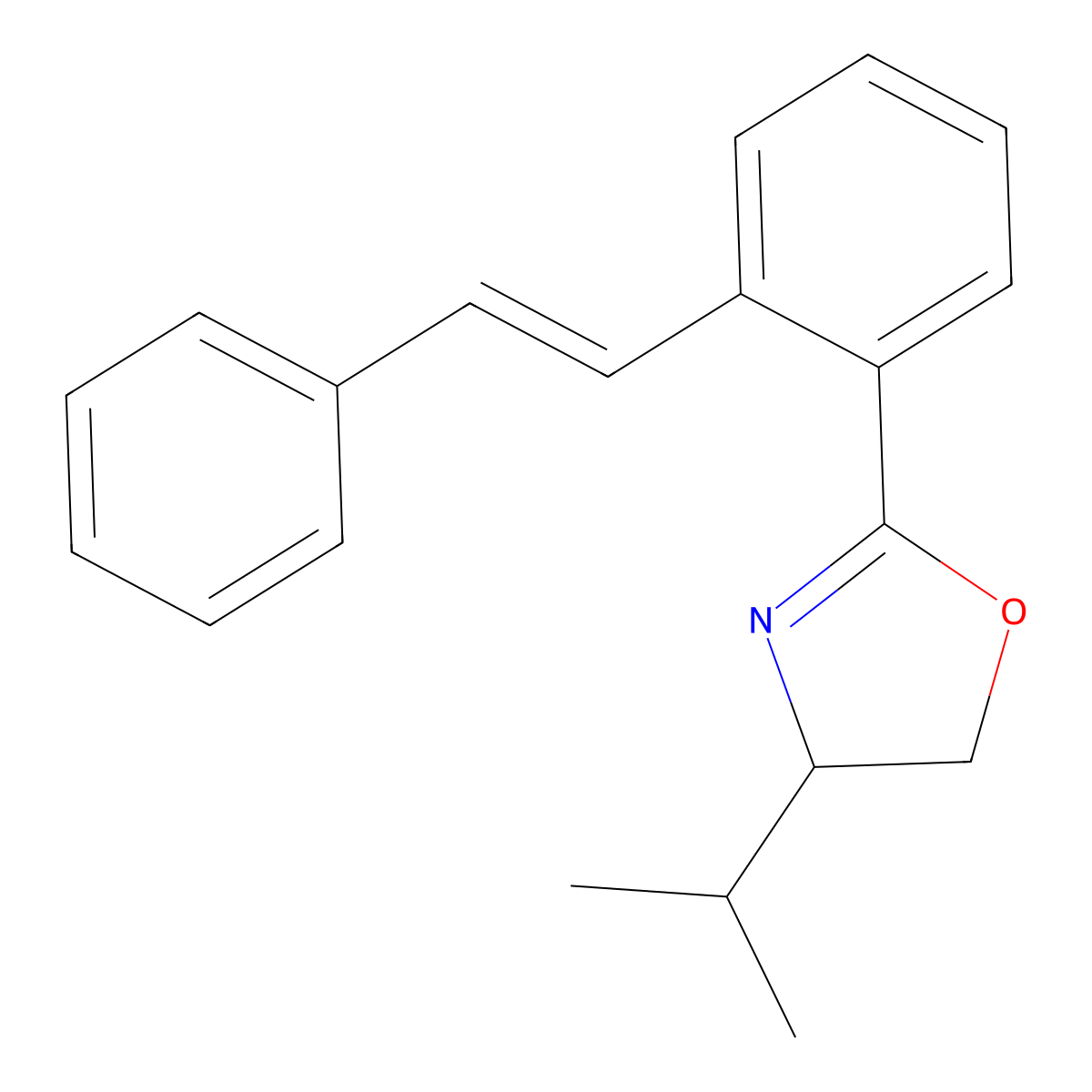 (S,E)-4-Isopropyl-2-(2-styrylphenyl)-4,5-dihydrooxazole molecular structure, CAS 1220093-89-9