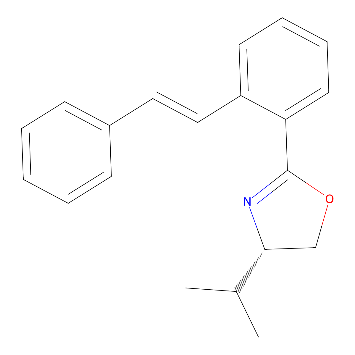 (S,E)-4-Isopropyl-2-(2-styrylphenyl)-4,5-dihydrooxazole molecular structure, CAS 1220093-89-9