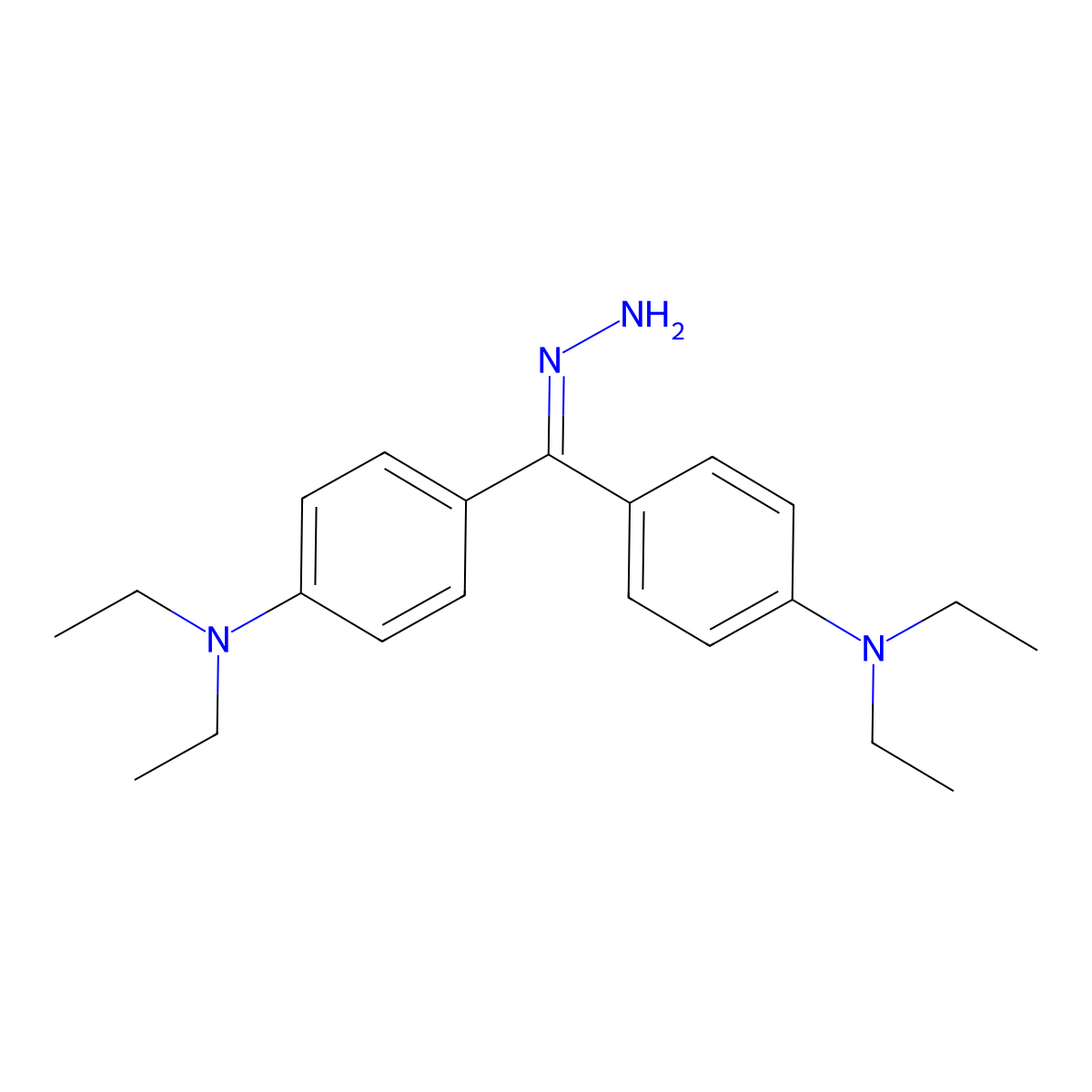Methanone, bis[4-(diethylamino)phenyl]-, hydrazone molecular structure, CAS 122010-64-4