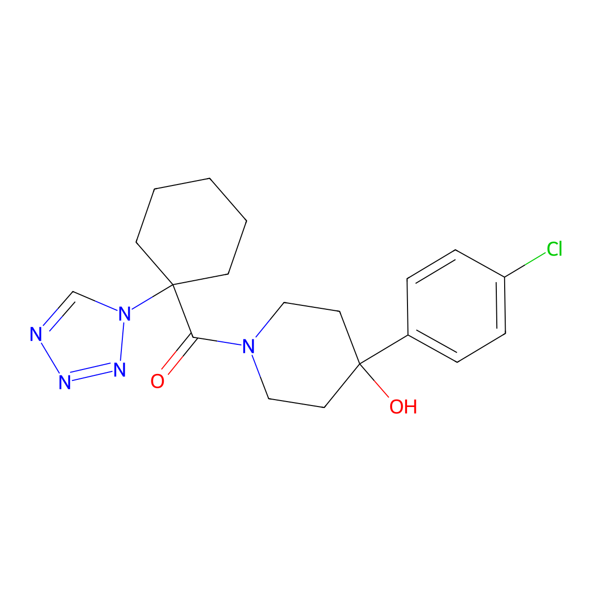 [4-(4-chlorophenyl)-4-hydroxypiperidin-1-yl][1-(1H-tetrazol-1-yl)cyclohexyl]methanone molecular structure, CAS 1220102-25-9