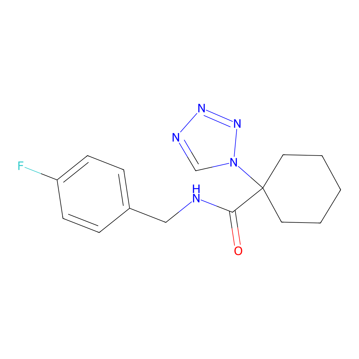 N-(4-fluorobenzyl)-1-(1H-tetrazol-1-yl)cyclohexanecarboxamide molecular structure, CAS 1220102-28-2