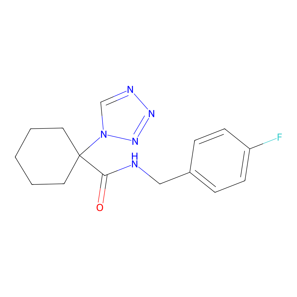N-(4-fluorobenzyl)-1-(1H-tetrazol-1-yl)cyclohexanecarboxamide molecular structure, CAS 1220102-28-2