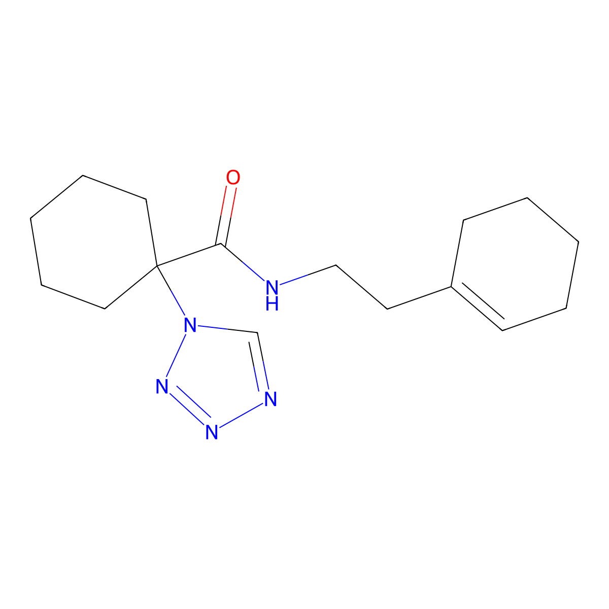 N-[2-(1-cyclohexen-1-yl)ethyl]-1-(1H-tetrazol-1-yl)cyclohexanecarboxamide molecular structure, CAS 1220105-97-4