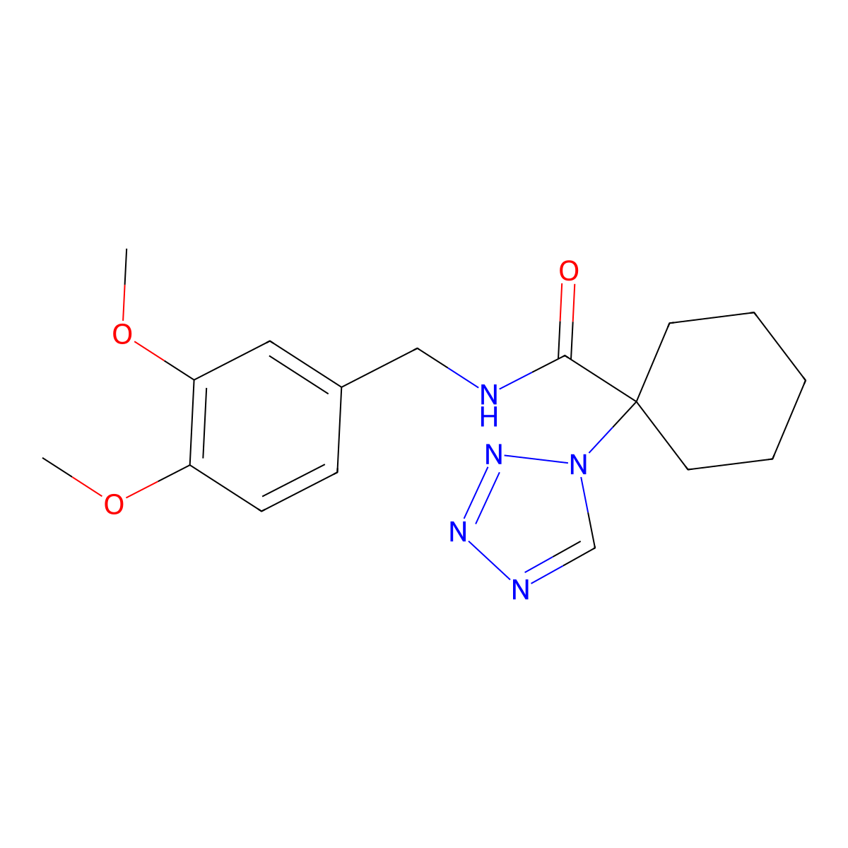 N-(3,4-dimethoxybenzyl)-1-(1H-tetrazol-1-yl)cyclohexanecarboxamide molecular structure, CAS 1220107-52-7
