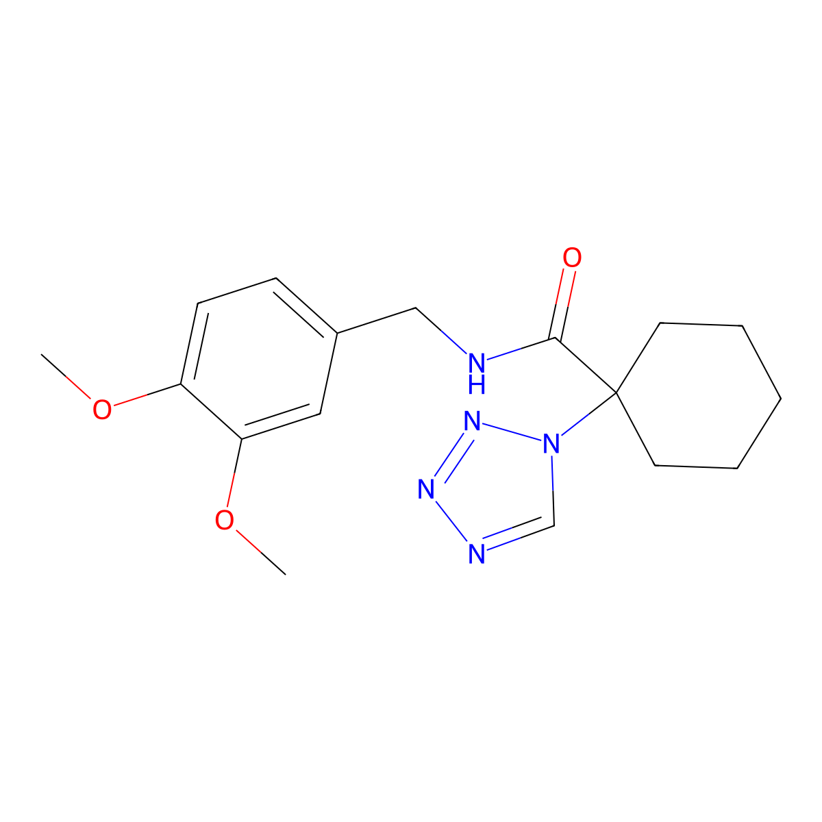 N-(3,4-dimethoxybenzyl)-1-(1H-tetrazol-1-yl)cyclohexanecarboxamide molecular structure, CAS 1220107-52-7