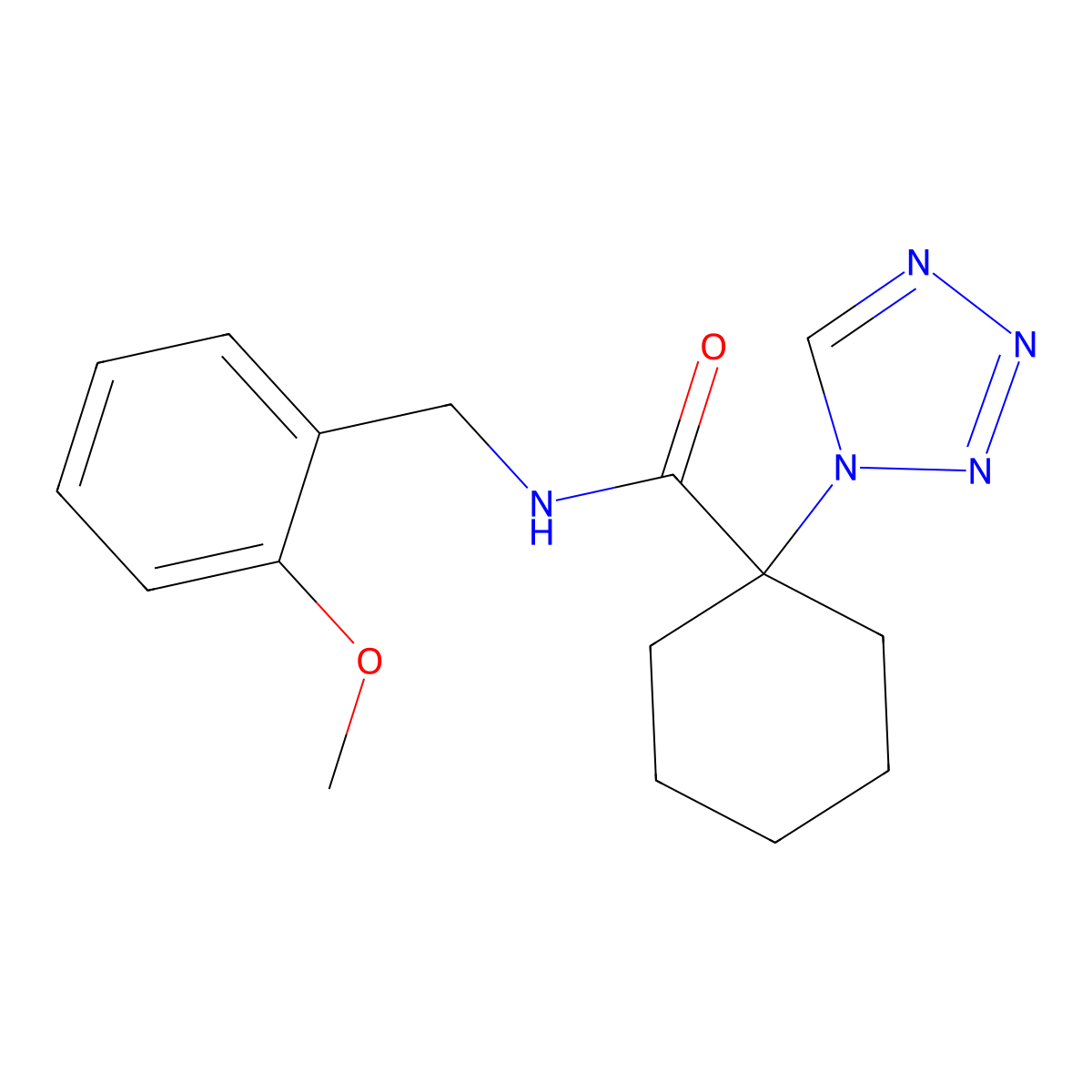 N-(2-methoxybenzyl)-1-(1H-tetrazol-1-yl)cyclohexanecarboxamide molecular structure, CAS 1220107-91-4